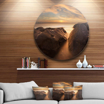 Large Rocks at La Perouse Bridge - Sea & Shore Metal Circle Wall Art